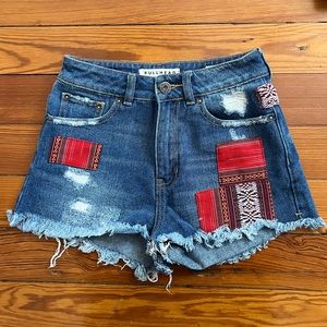 Bullhead Patchwork Jean Mom Shorts